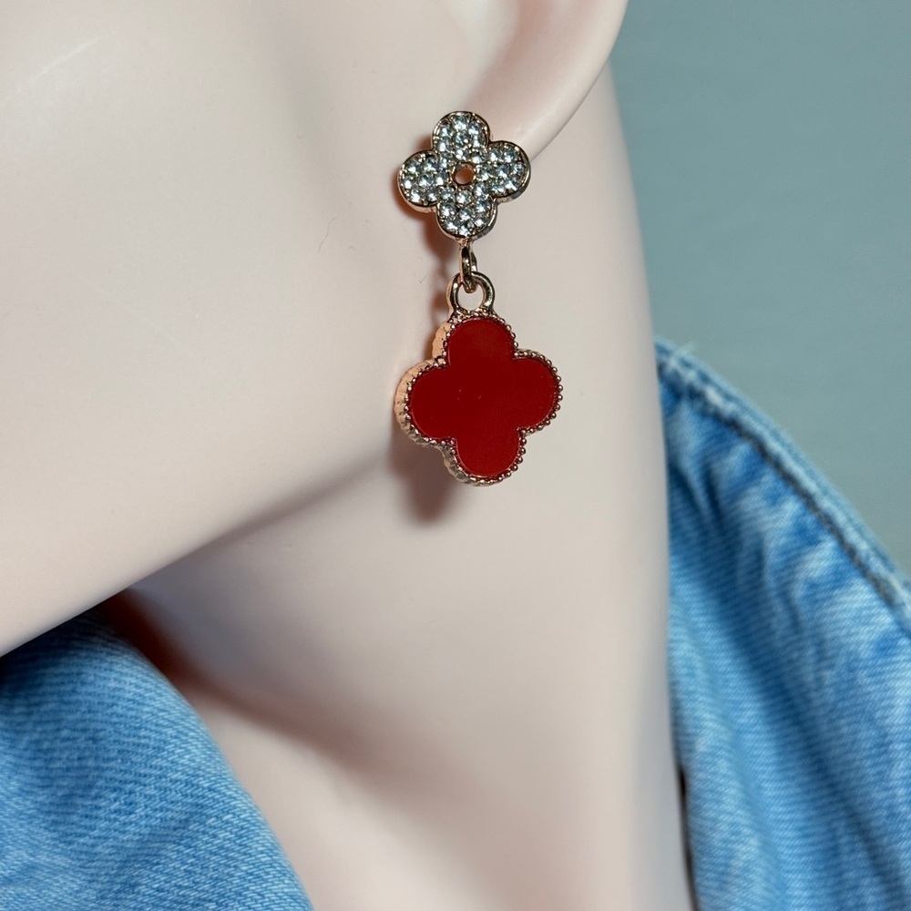 ⚜️ Alhambra Style  Cloves Earrings with Zirconia 💎